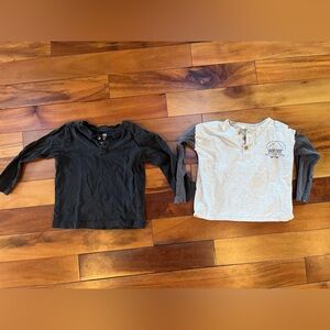 ☀️2/10$☀️ Kids Long Sleeve Henley Shirts - Black & Gray